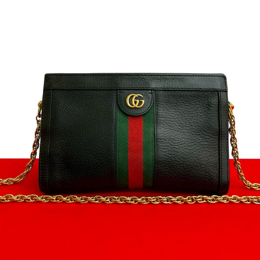 GUCCI Shoulder Bag leather black Ofidia Small