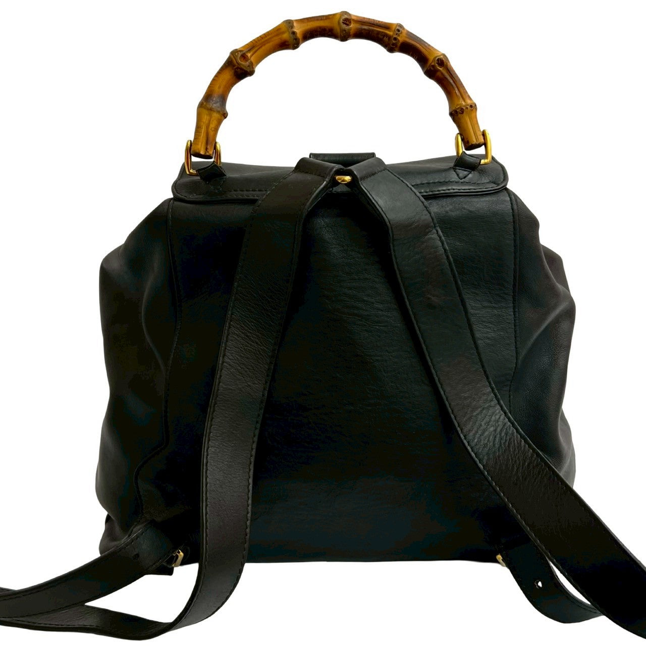 GUCCI Backpack leather black Bamboo