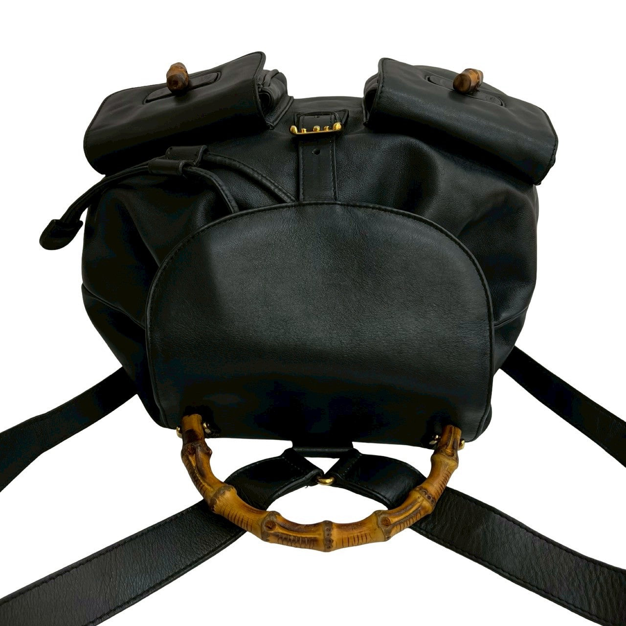 GUCCI Backpack leather black Bamboo