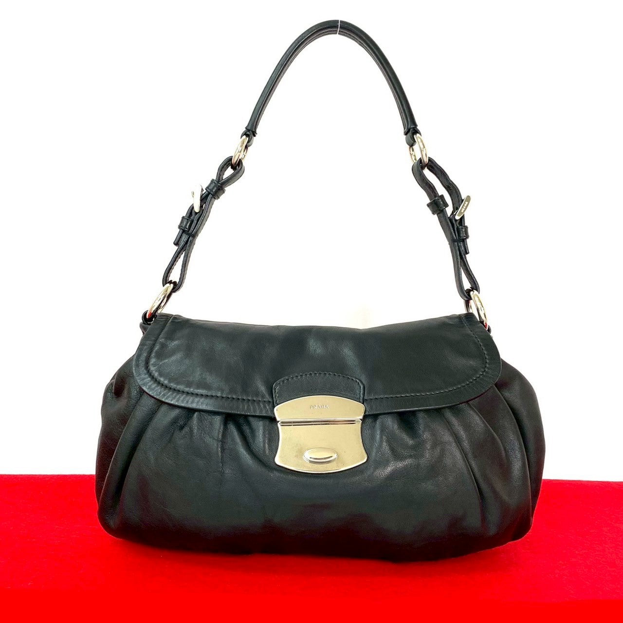 PRADA Shoulder Bag leather black