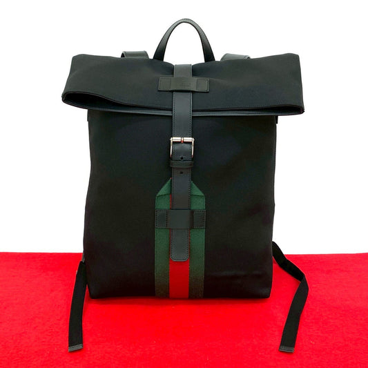 GUCCI Backpack canvas black Sherry line