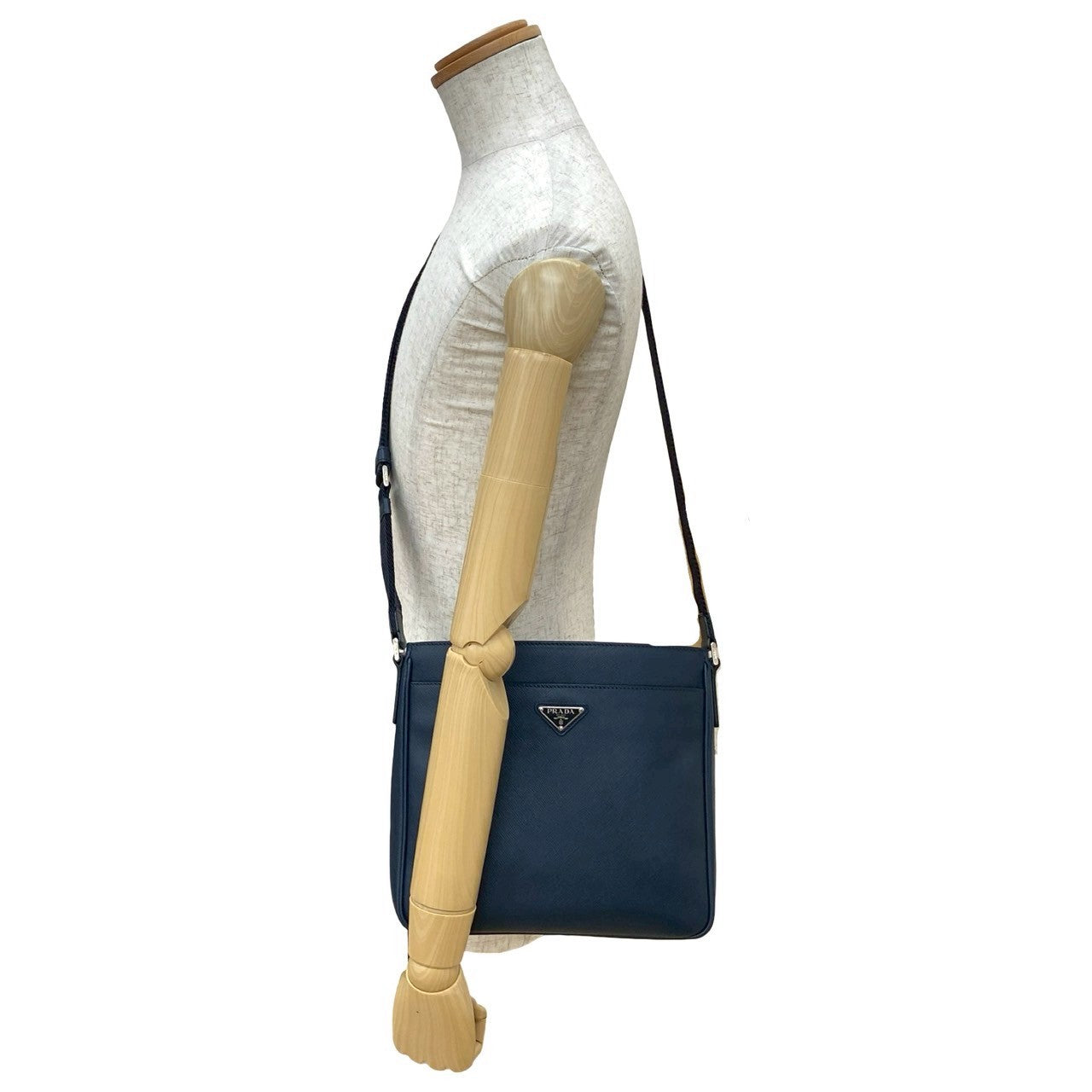 PRADA Shoulder Bag leather Navy