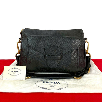 PRADA Shoulder Bag leather black