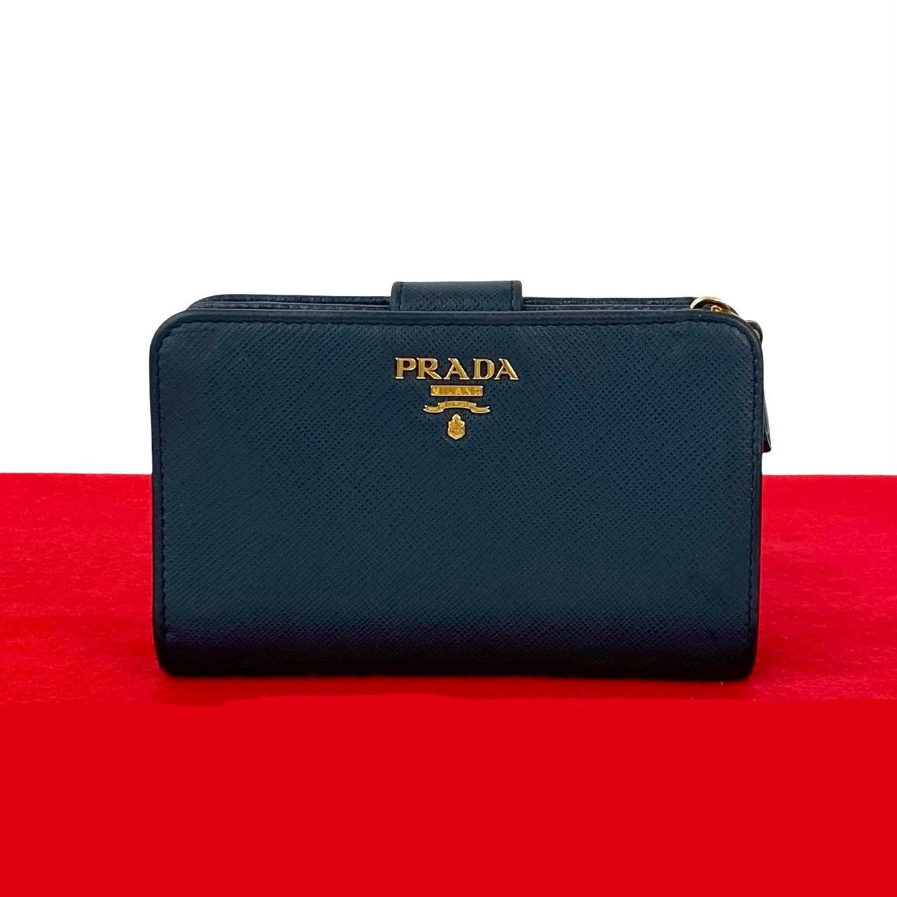 PRADA Bifold Wallet leather Navy