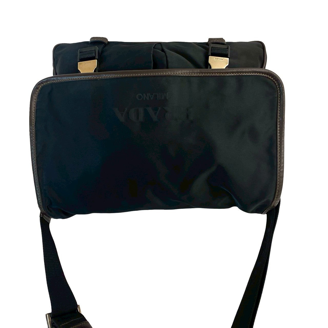 PRADA Shoulder Bag Nylon black Triangle Logo Metal