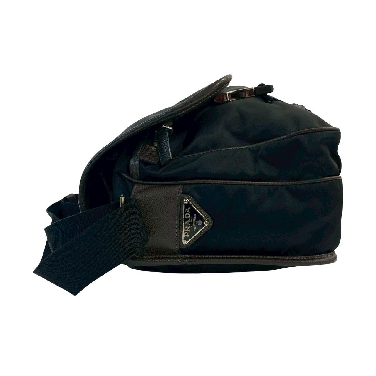 PRADA Shoulder Bag Nylon black Triangle Logo Metal