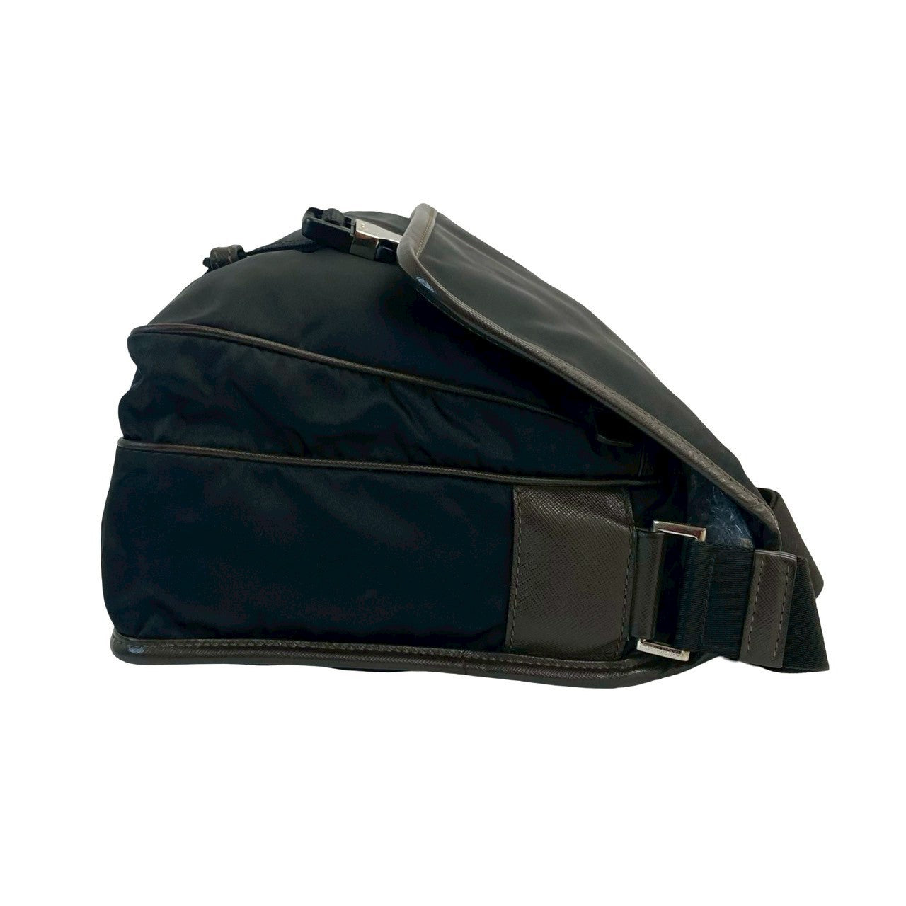 PRADA Shoulder Bag Nylon black Triangle Logo Metal