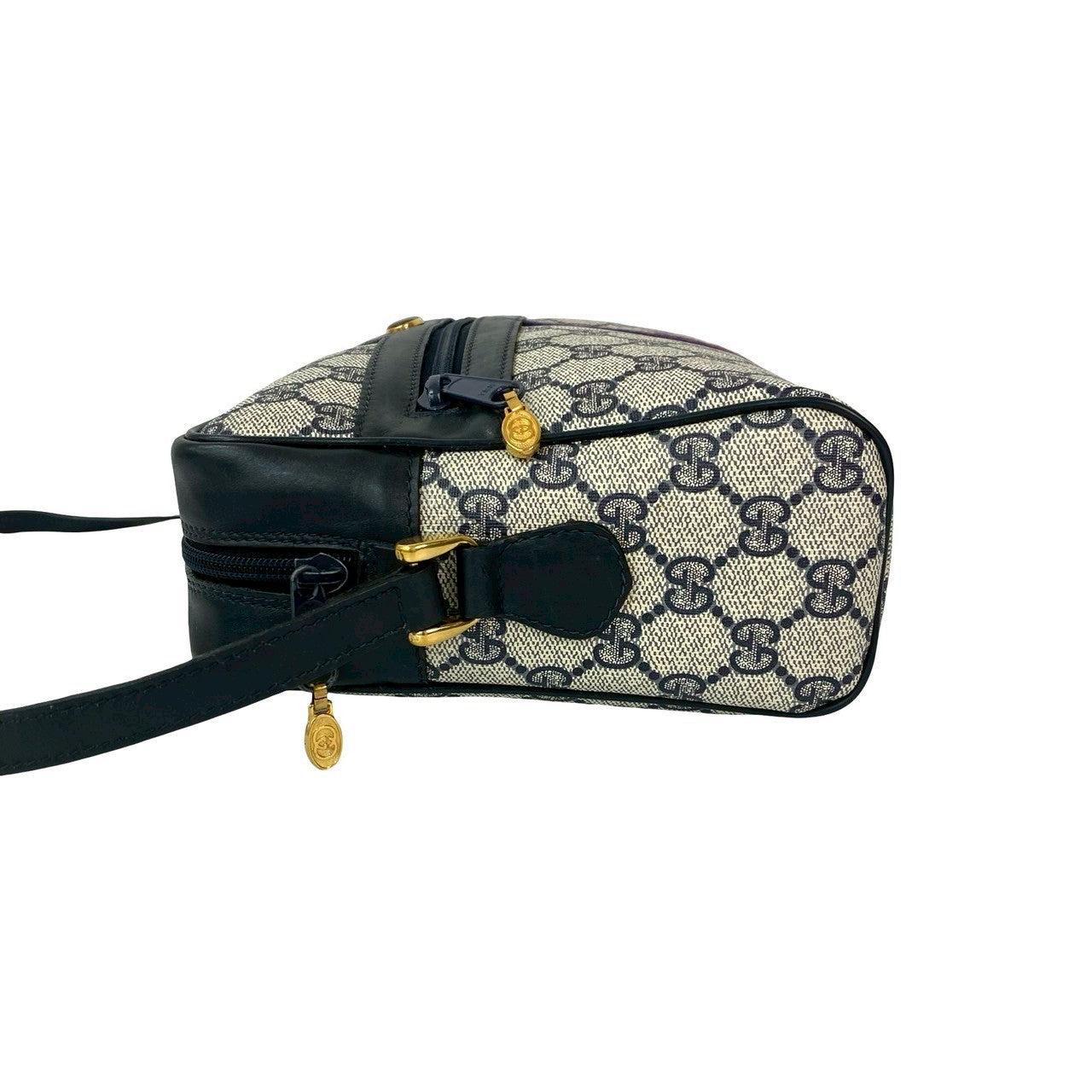 GUCCI Shoulder Bag leather Navy Sherry line