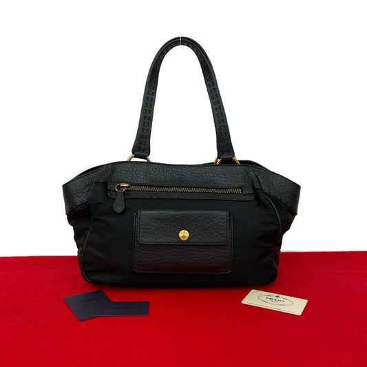 PRADA Tote Bag leather black