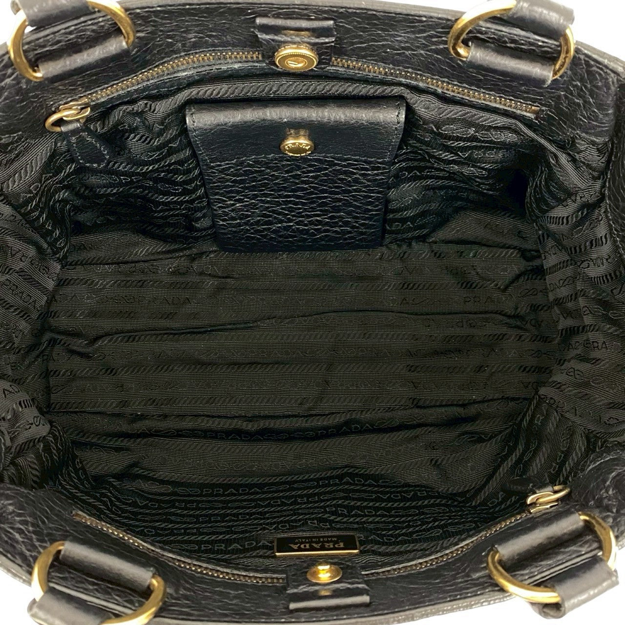 PRADA Tote Bag leather black