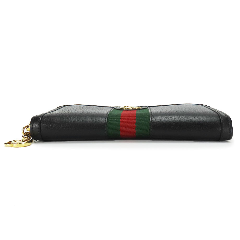 GUCCI Long Wallet Purse 523154 leather black Sherry line Women Used Authentic