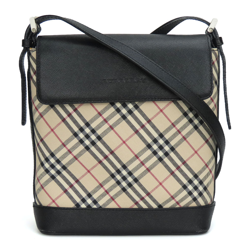 BURBERRY Shoulder Bag Canvas, Leather black Women Used Authentic