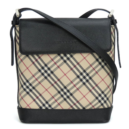 BURBERRY Shoulder Bag Canvas, Leather black Women Used Authentic
