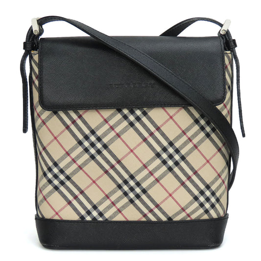 BURBERRY Shoulder Bag Canvas, Leather black Women Used Authentic