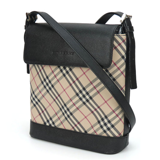 BURBERRY Shoulder Bag Canvas, Leather black Women Used Authentic