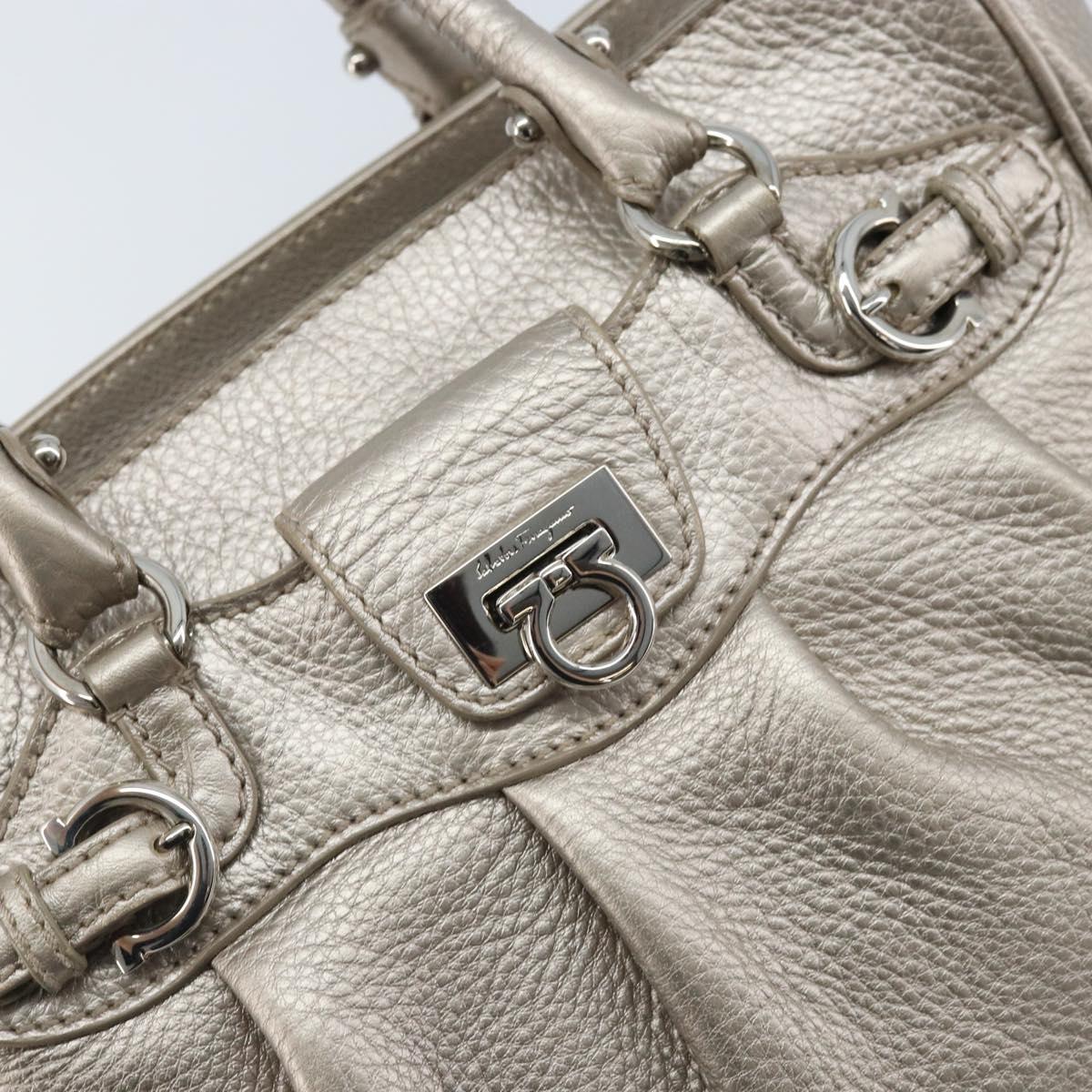 Salvatore Ferragamo Hand Bag Leather Silver