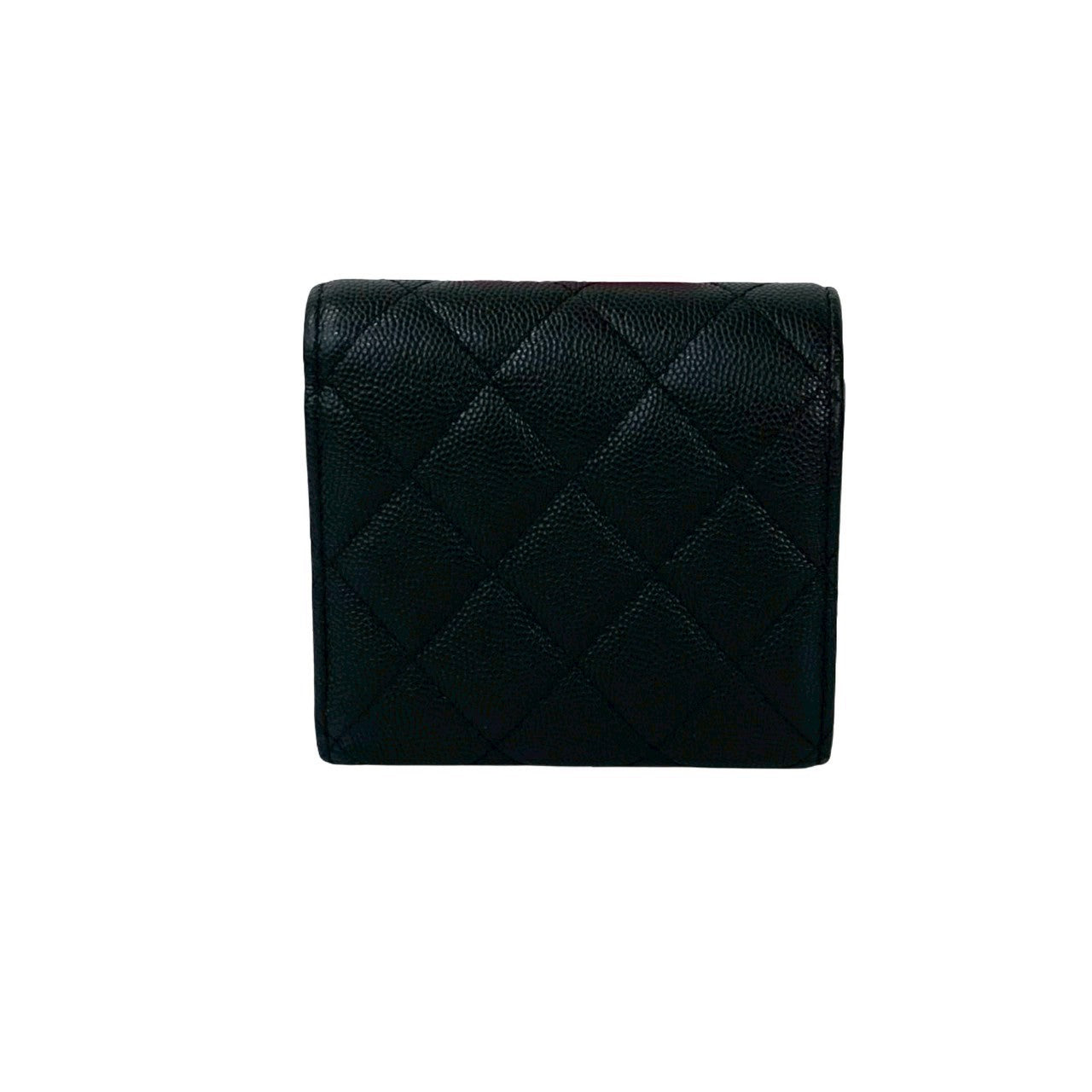 CHANEL Tri-fold wallet Matt caviar skin black Matrasse