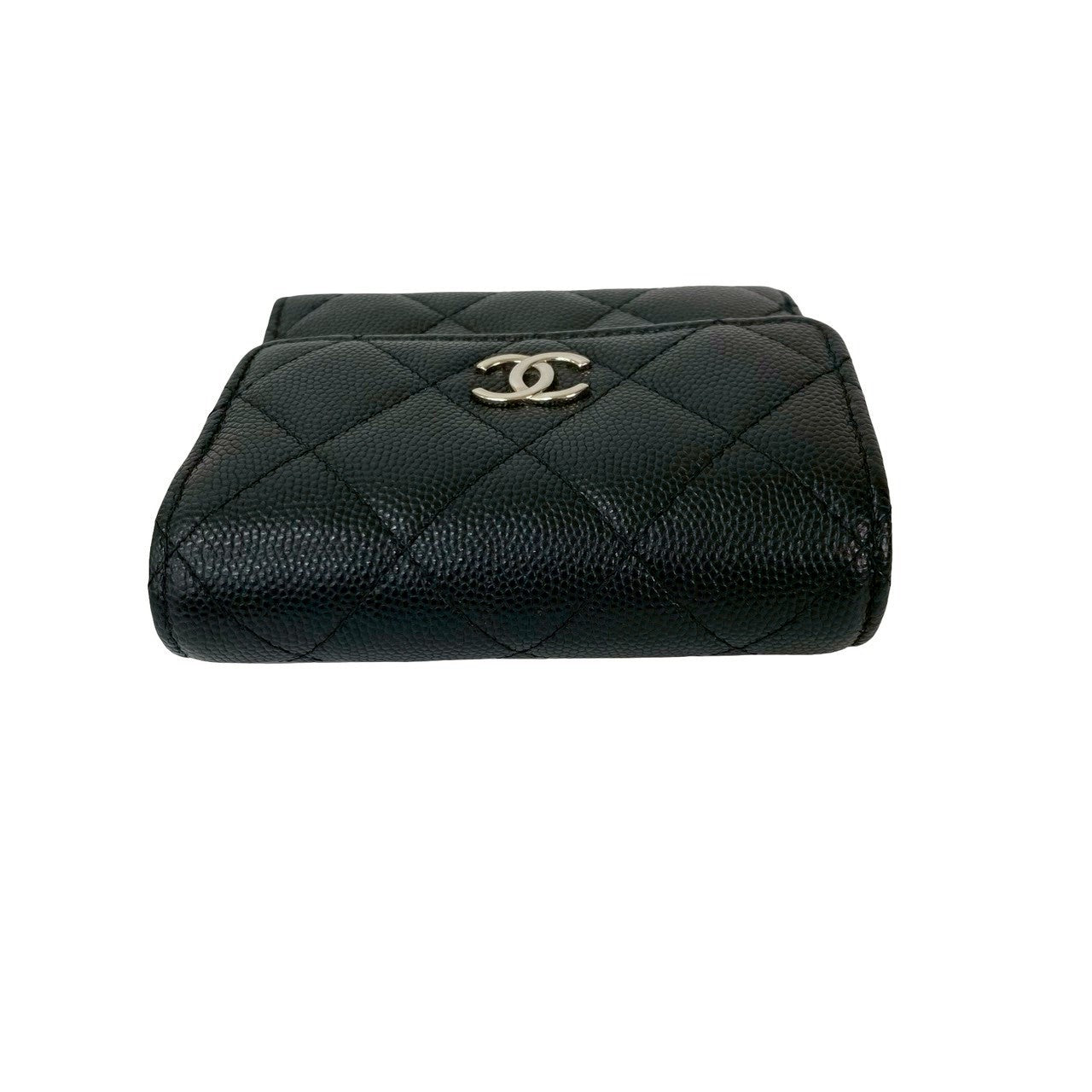 CHANEL Tri-fold wallet Matt caviar skin black Matrasse
