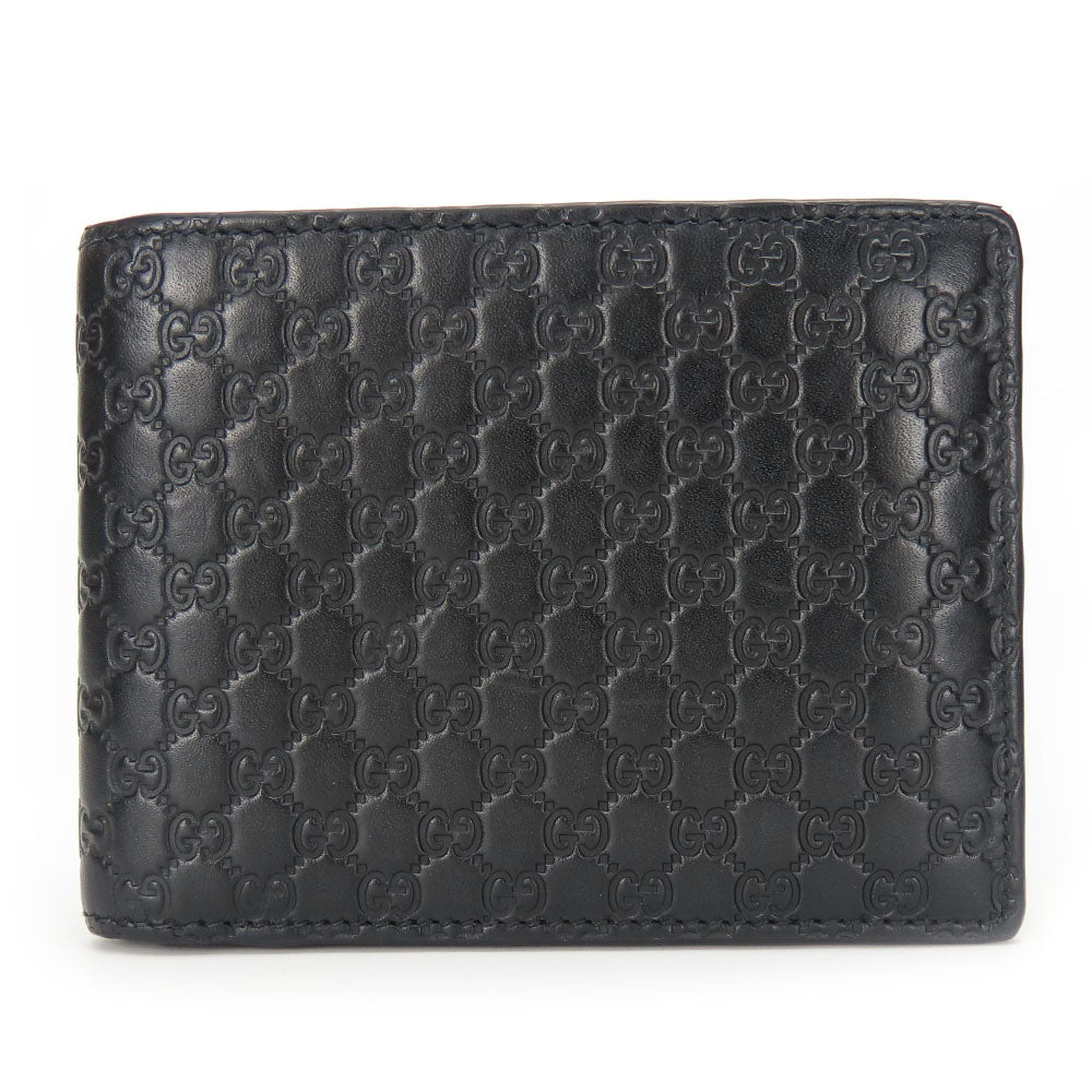 GUCCI Bifold Wallet 333042 Sima leather black Micro GG mens Used Authentic
