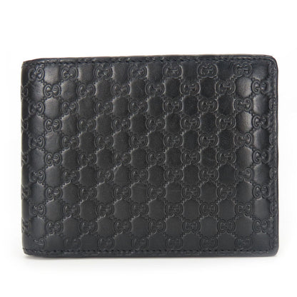 GUCCI Bifold Wallet 333042 Sima leather black Micro GG mens Used Authentic