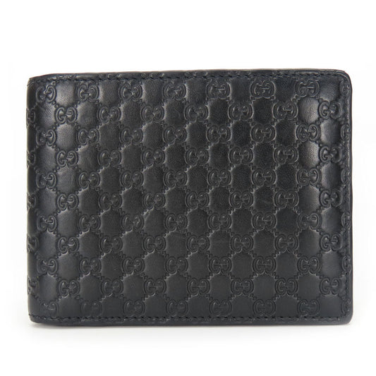 GUCCI Bifold Wallet 333042 Sima leather black Micro GG mens Used Authentic