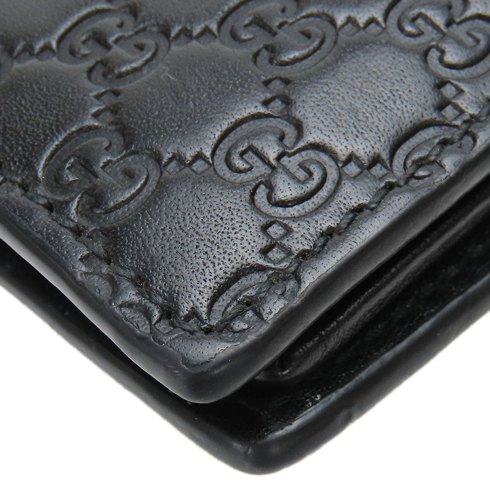 GUCCI Bifold Wallet 333042 Sima leather black Micro GG mens Used Authentic