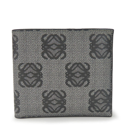 LOEWE Bifold Wallet Leather, PVC gray anagram mens Used Authentic