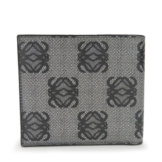 LOEWE Bifold Wallet Leather, PVC gray anagram mens Used Authentic