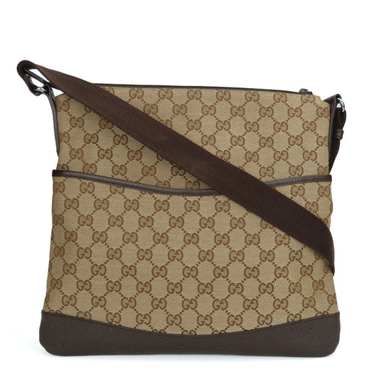 GUCCI Shoulder Bag 145857 GG canvas, perforated leather Brown mens(Unisex) Used Authentic