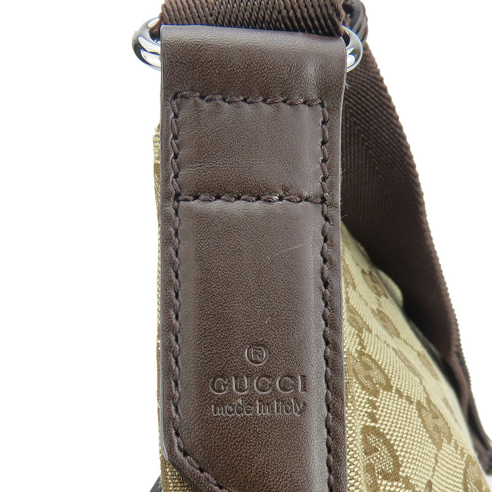 GUCCI Shoulder Bag 145857 GG canvas, perforated leather Brown mens(Unisex) Used Authentic