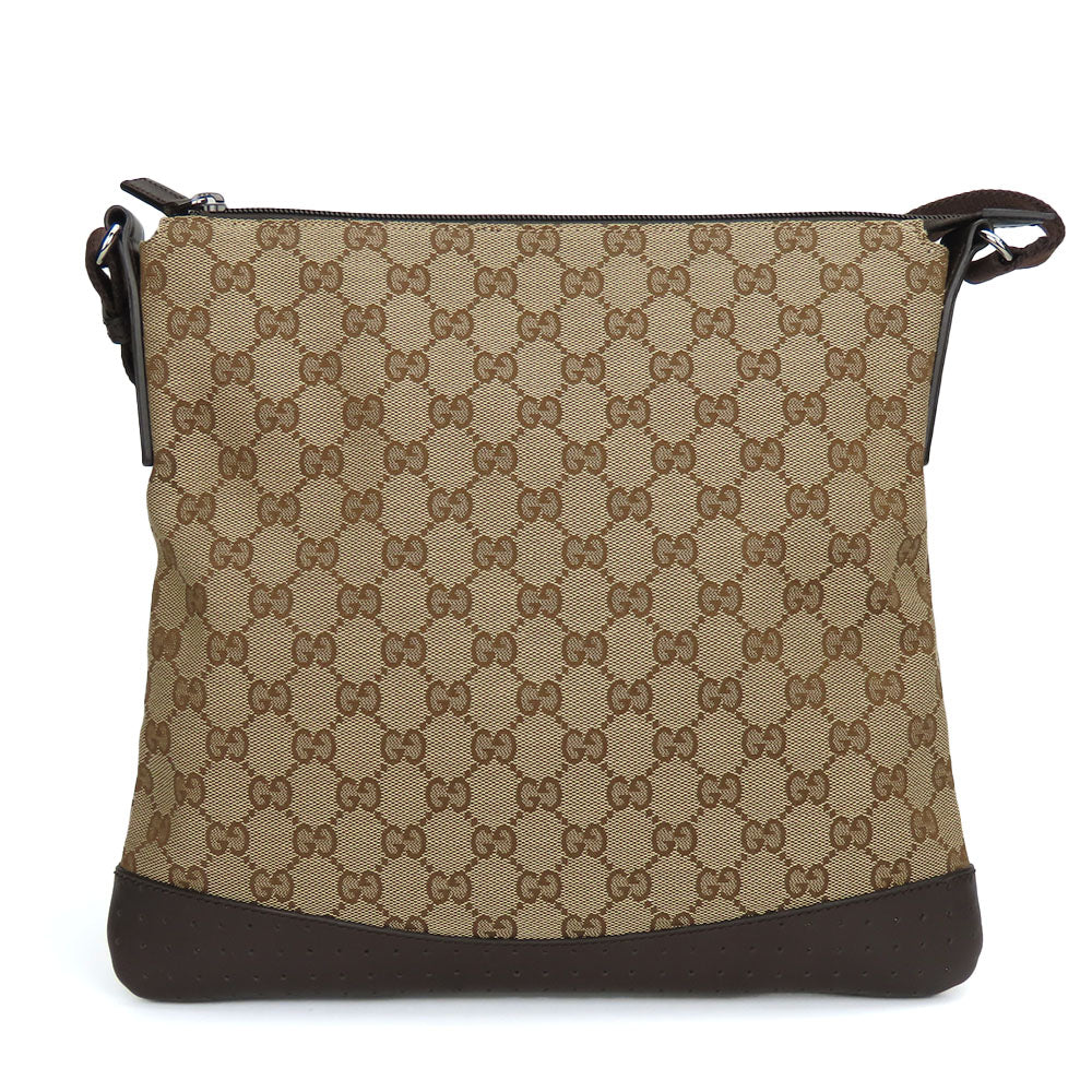 GUCCI Shoulder Bag 145857 GG canvas, perforated leather Brown mens(Unisex) Used Authentic