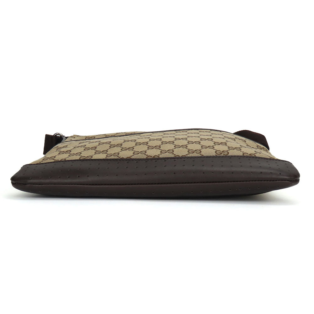GUCCI Shoulder Bag 145857 GG canvas, perforated leather Brown mens(Unisex) Used Authentic