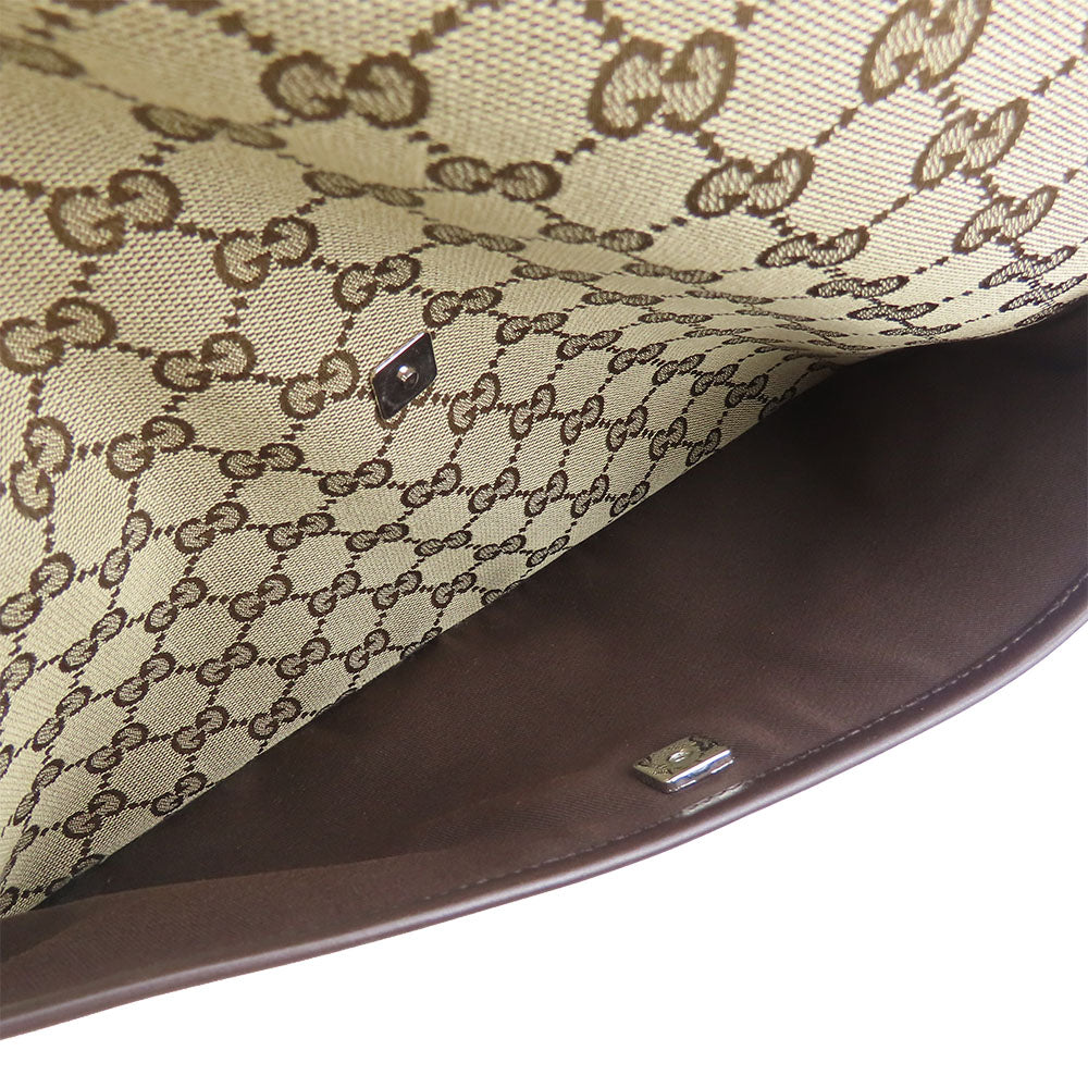 GUCCI Shoulder Bag 145857 GG canvas, perforated leather Brown mens(Unisex) Used Authentic