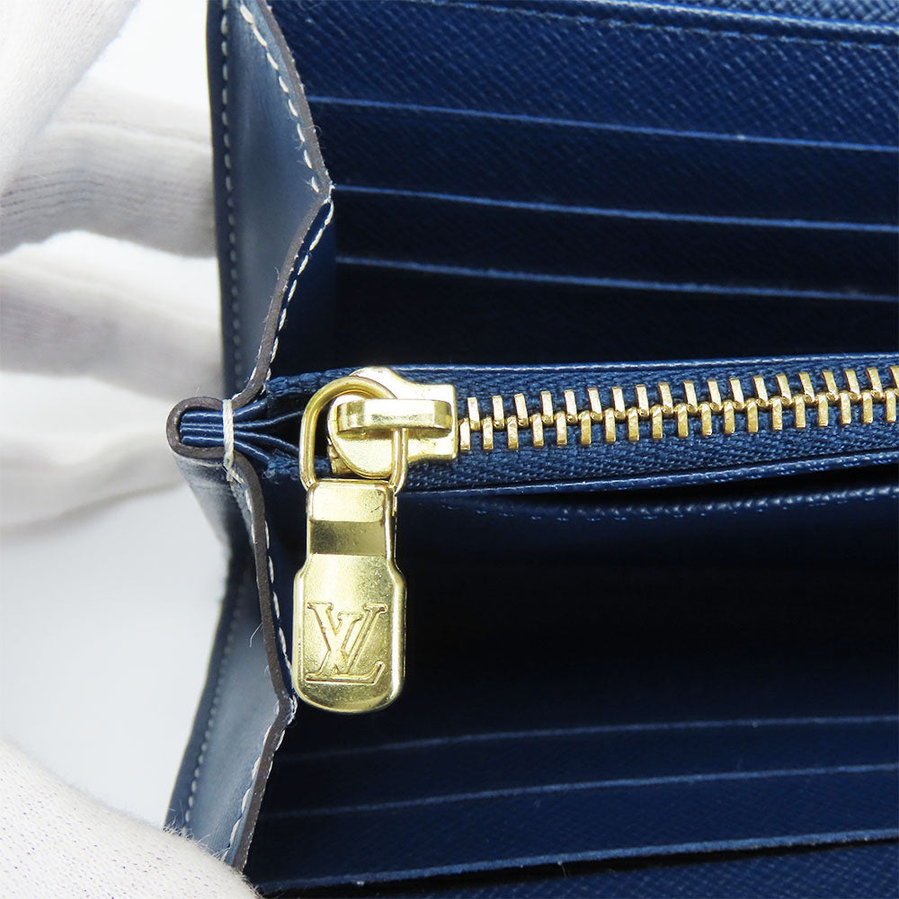 LOUIS VUITTON Long Wallet Purse M81183 Monogram, Jacquard Denim Marine Portefeuille Sarah Women Used Authentic