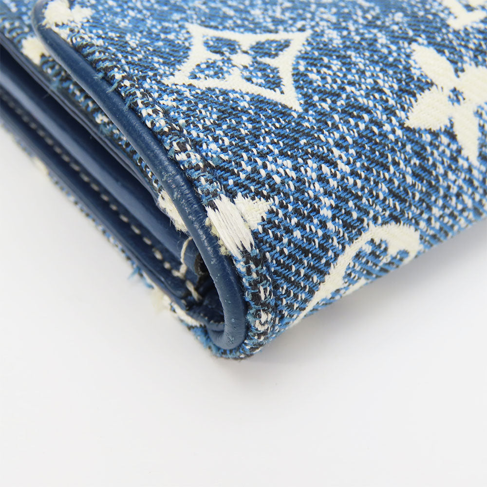 LOUIS VUITTON Long Wallet Purse M81183 Monogram, Jacquard Denim Marine Portefeuille Sarah Women Used Authentic