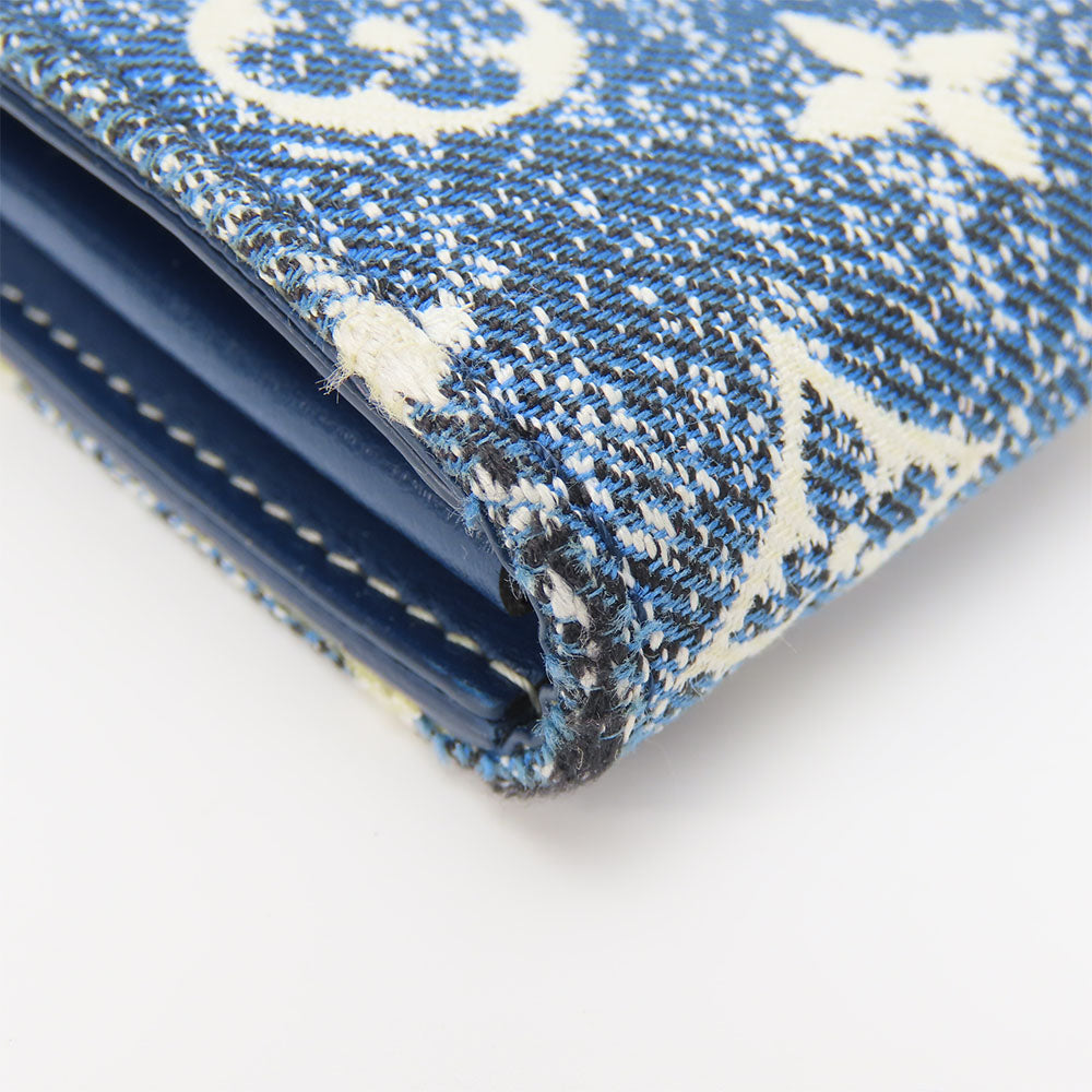 LOUIS VUITTON Long Wallet Purse M81183 Monogram, Jacquard Denim Marine Portefeuille Sarah Women Used Authentic