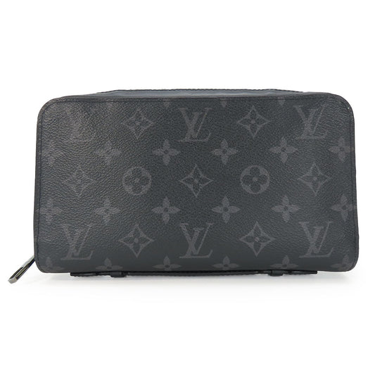 LOUIS VUITTON Long Wallet Purse M61698 Monogram Eclipse black Zippy XL mens Used Authentic