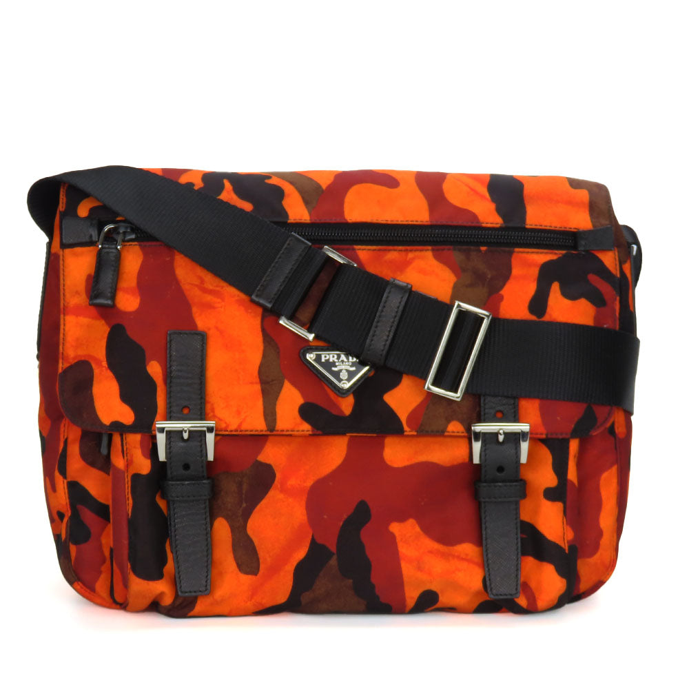 PRADA Shoulder Bag Nylon Orange camouflage unisex(Unisex) Used Authentic