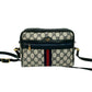 GUCCI Shoulder Bag leather Navy Sherry line