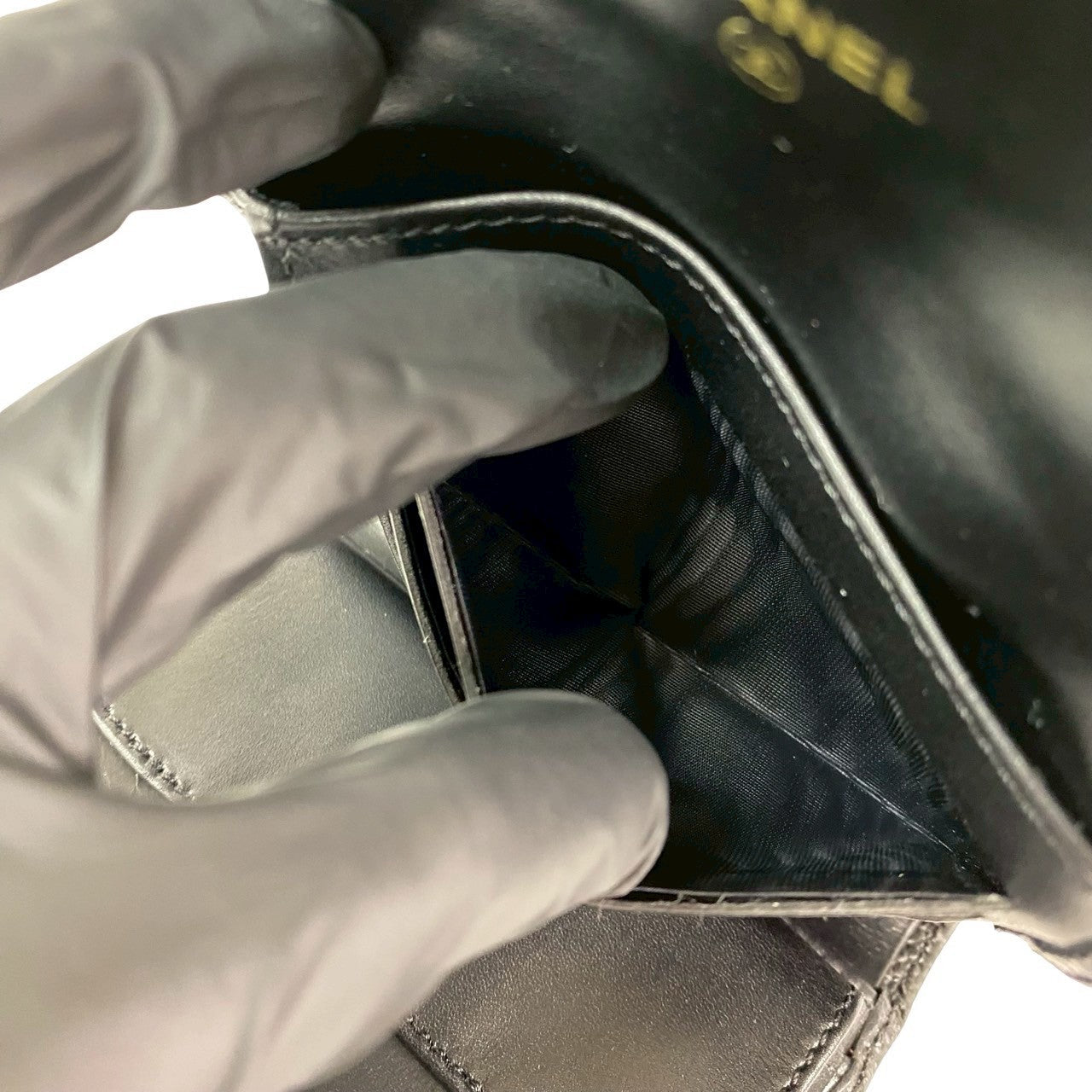 CHANEL Tri-fold wallet Matt caviar skin black