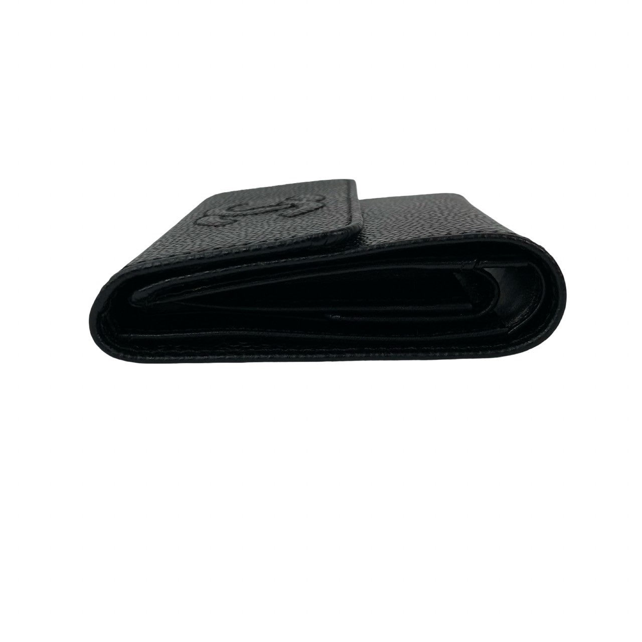 CHANEL Tri-fold wallet Matt caviar skin black