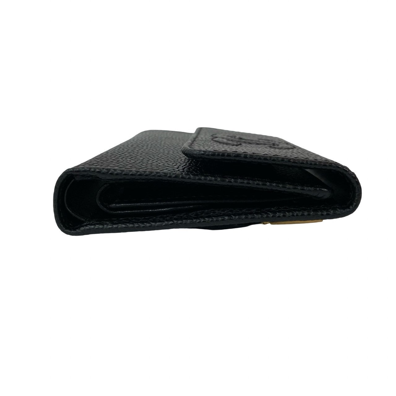 CHANEL Tri-fold wallet Matt caviar skin black