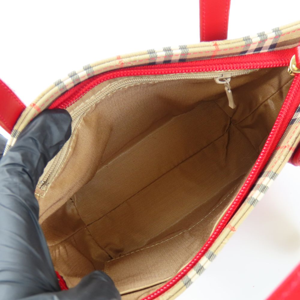 BURBERRY Handbag canvas Red