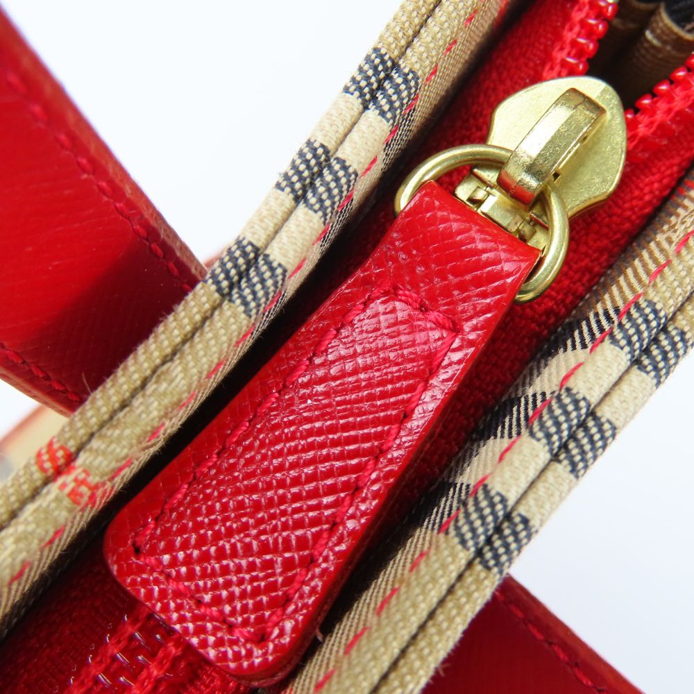 BURBERRY Handbag canvas Red