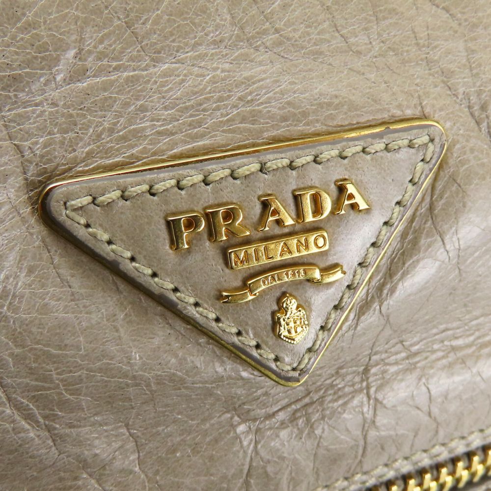 PRADA Handbag BL0678 Calfskin POMICE Triangle With logo