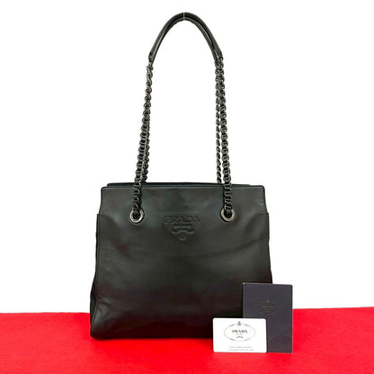 PRADA Tote Bag leather black