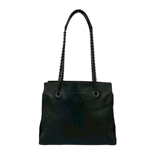 PRADA Tote Bag leather black
