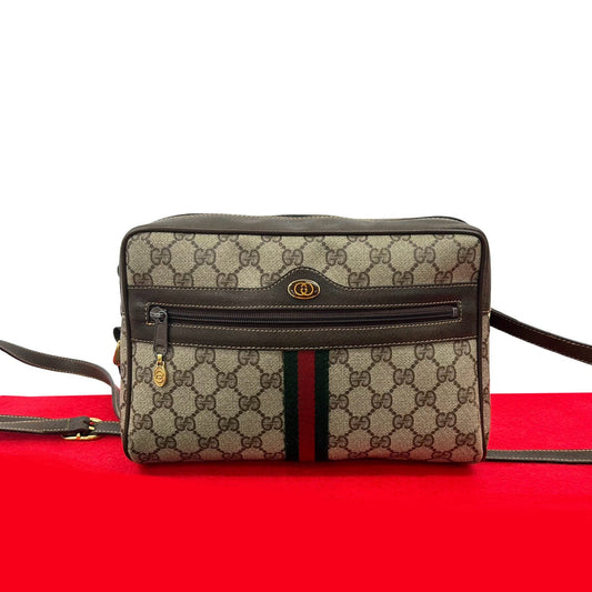 GUCCI Shoulder Bag leather Brown Sherry line