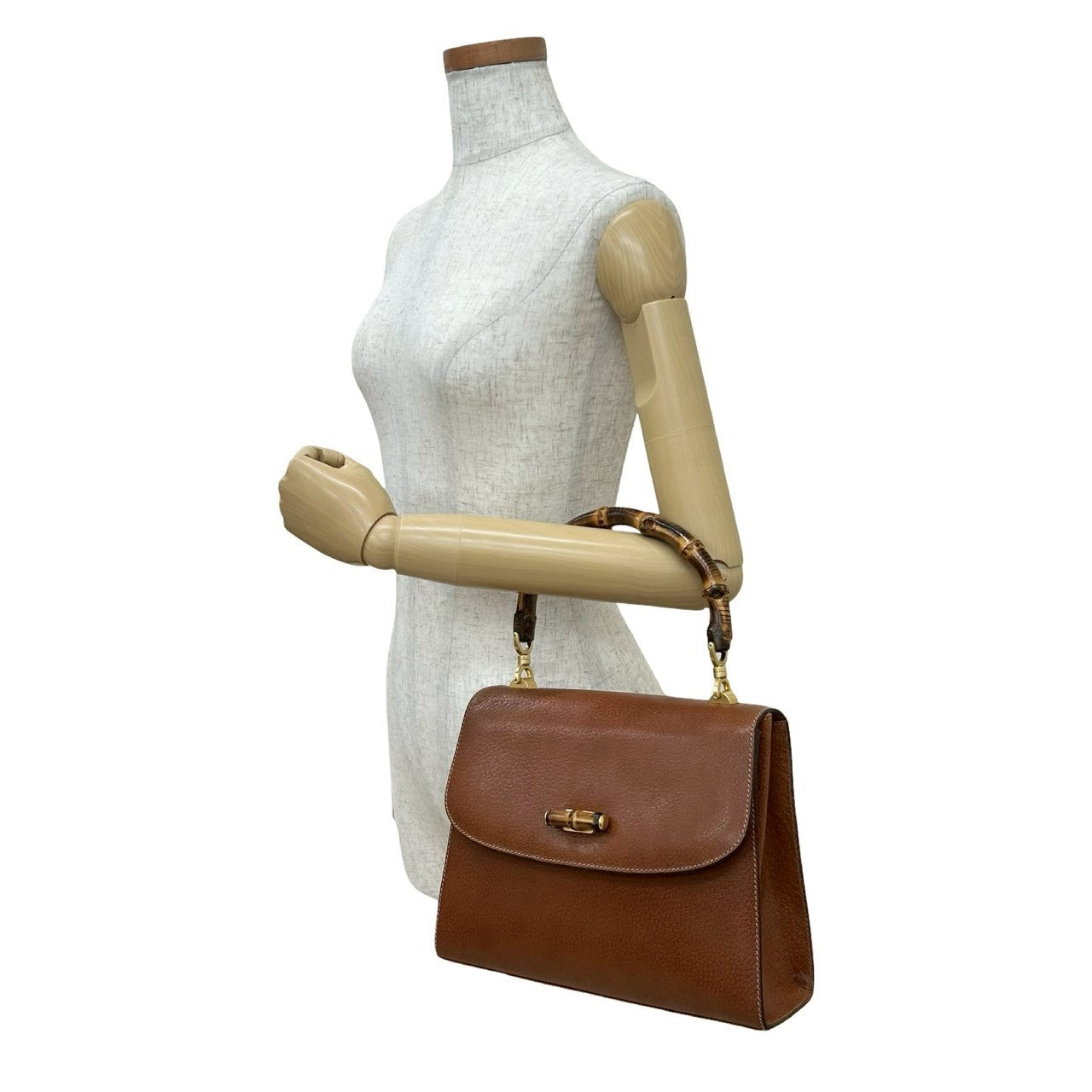 GUCCI Handbag leather Brown Bamboo