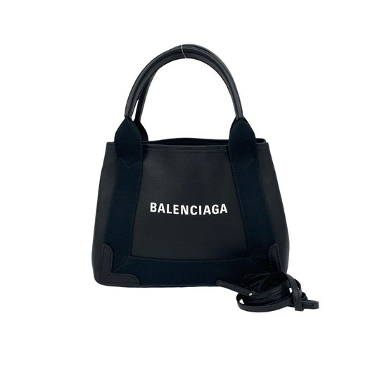 BALENCIAGA Shoulder Bag leather black Navy Cabas S